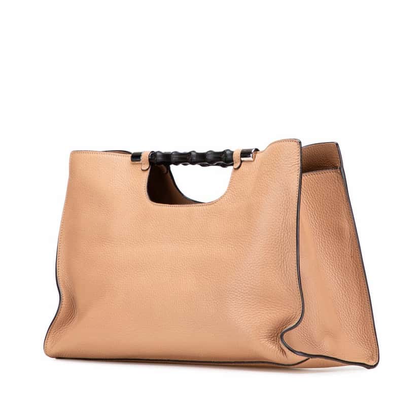 Gucci Medium Calfskin Bamboo Daily Shopper Satchel Brown Leather Good condition - Back View