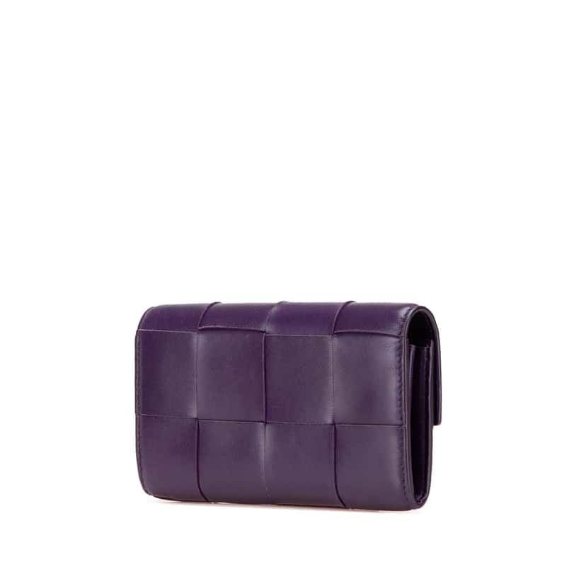 Bottega Veneta Nappa Maxi Intrecciato Long Wallet Purple Leather Good condition - Back View