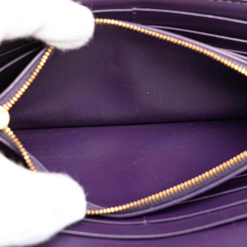 Bottega Veneta Nappa Maxi Intrecciato Long Wallet Purple Leather Good condition - Box View