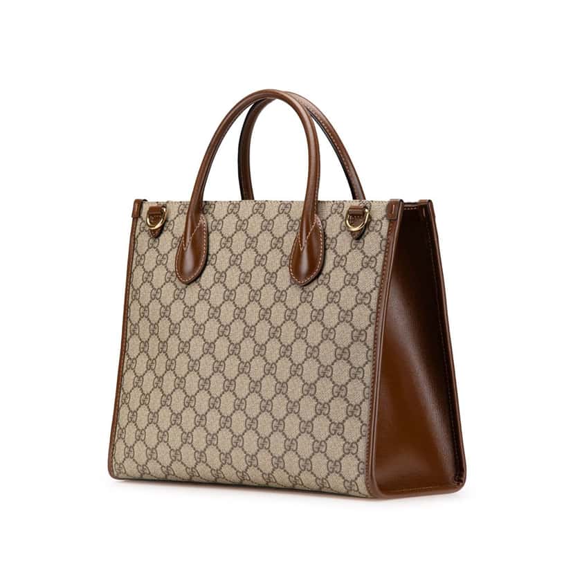 Gucci Small GG Supreme Interlocking G Tote Brown Canvas Good condition - Back View