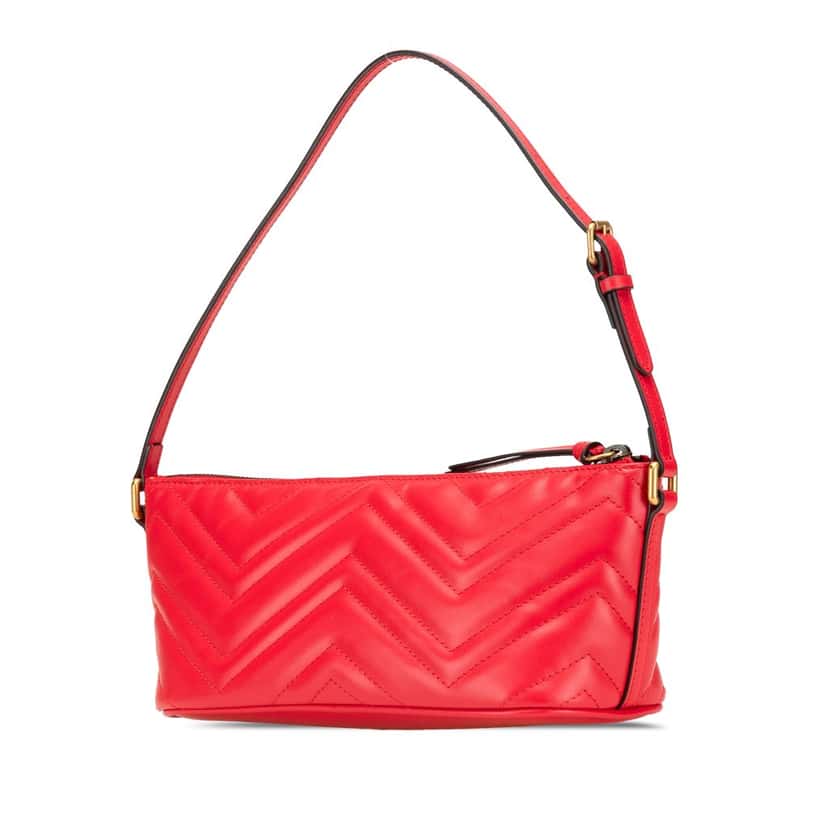 Gucci GG Marmont Matelasse Leather Shoulder Bag Red Leather Very good condition - Back View