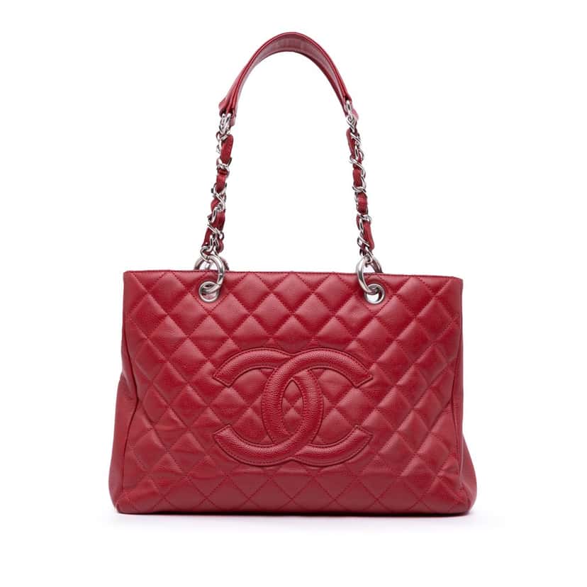 Chanel Caviar Grand Shopping Tote Red Leather Good condition - Front View