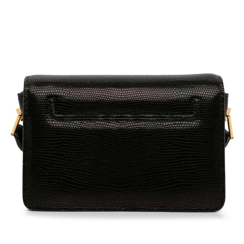 Tom Ford Small T-Clasp Lizard-Embossed Crossbody Bag Black Leather Good condition - Model View