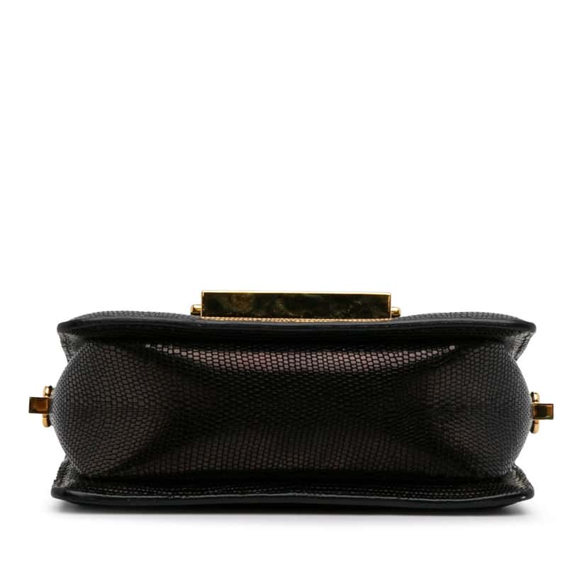 Tom Ford Small T-Clasp Lizard-Embossed Crossbody Bag Black Leather Good condition - Box View