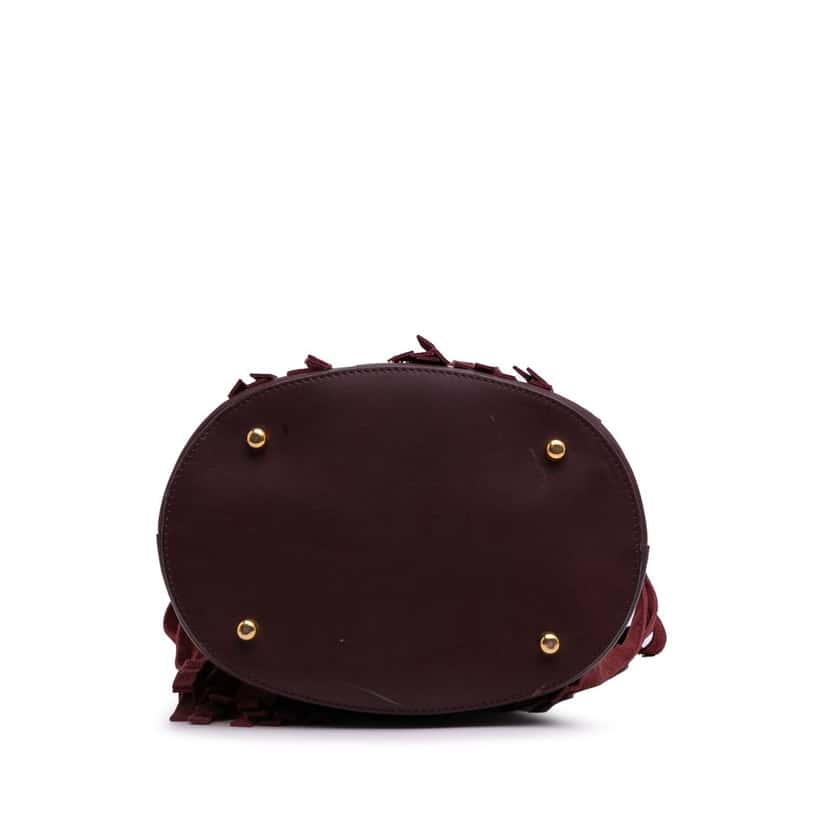 Burberry House Check Canvas and Suede Fringe Bucket Bag Red Canvas Good condition - Inside View