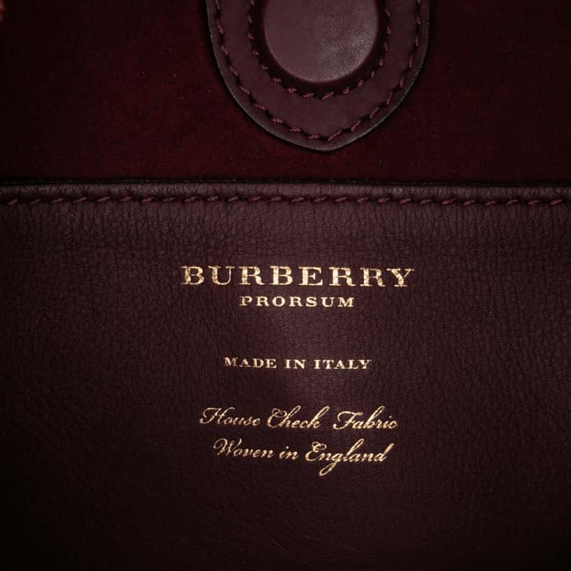 Burberry House Check Canvas and Suede Fringe Bucket Bag Red Canvas Good condition - Box View