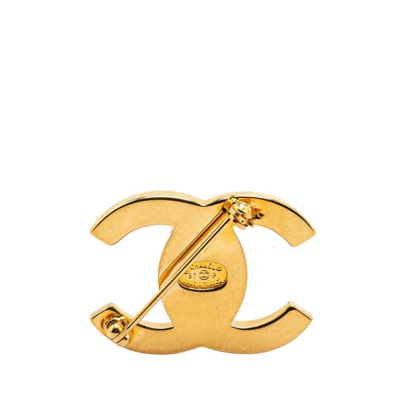 Chanel Gold Plated CC Turn-Lock Brooch Gold Metal Good condition - Back View