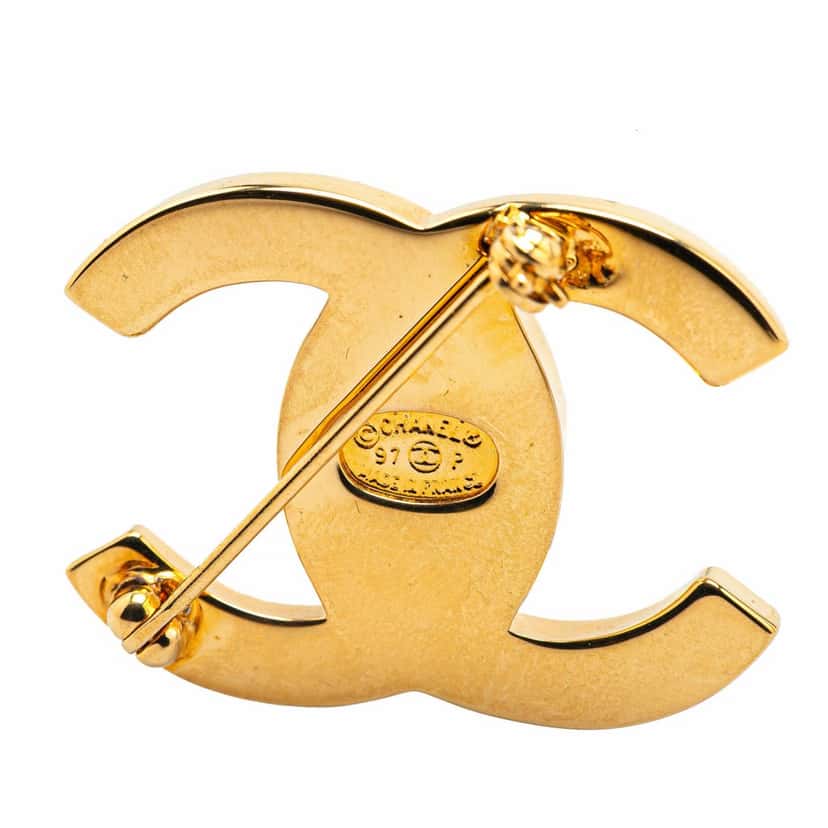 Chanel Gold Plated CC Turn-Lock Brooch Gold Metal Good condition - Inside View