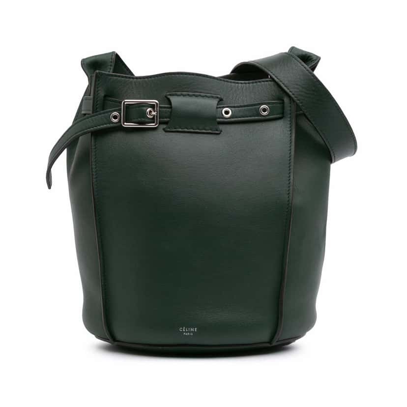 Celine Leather Big Bag Bucket Crossbody Green Leather Good condition - Front View