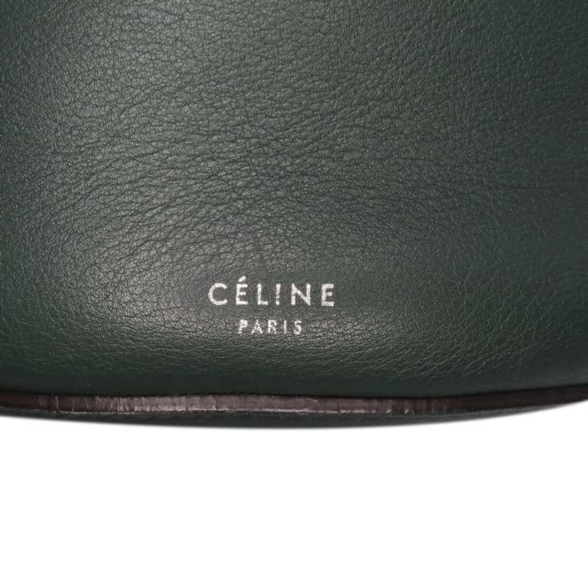 Celine Leather Big Bag Bucket Crossbody Green Leather Good condition - Box View