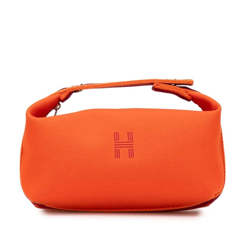 Hermès Small Canvas Bride A Brac Case Orange Canvas Good condition - Front View