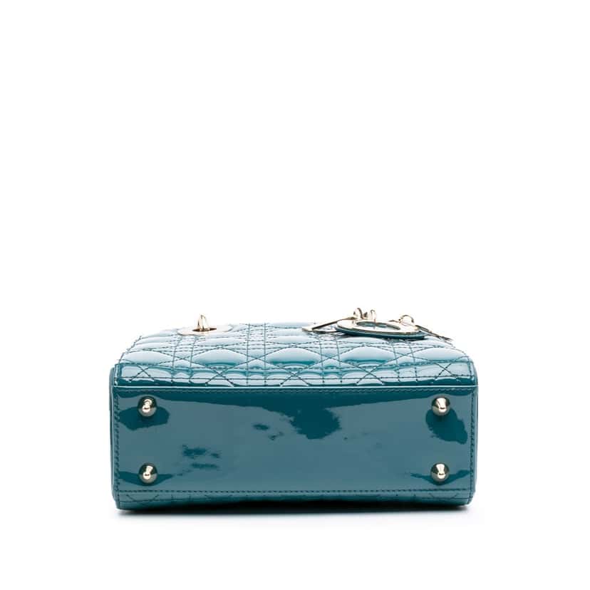 Dior Small Patent Cannage Lady Dior Blue Leather Good condition - Inside View