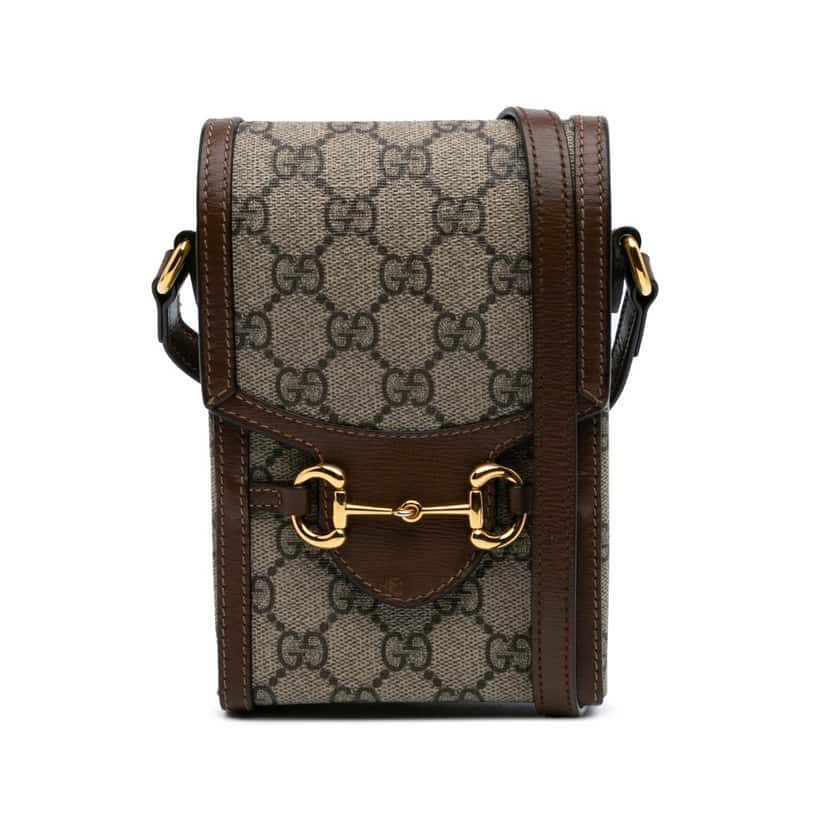 Gucci Mini GG Supreme Horsebit 1955 Crossbody Brown Canvas Good condition - Front View