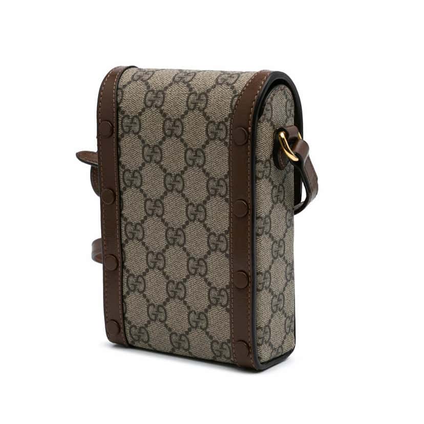 Gucci Mini GG Supreme Horsebit 1955 Crossbody Brown Canvas Good condition - Back View
