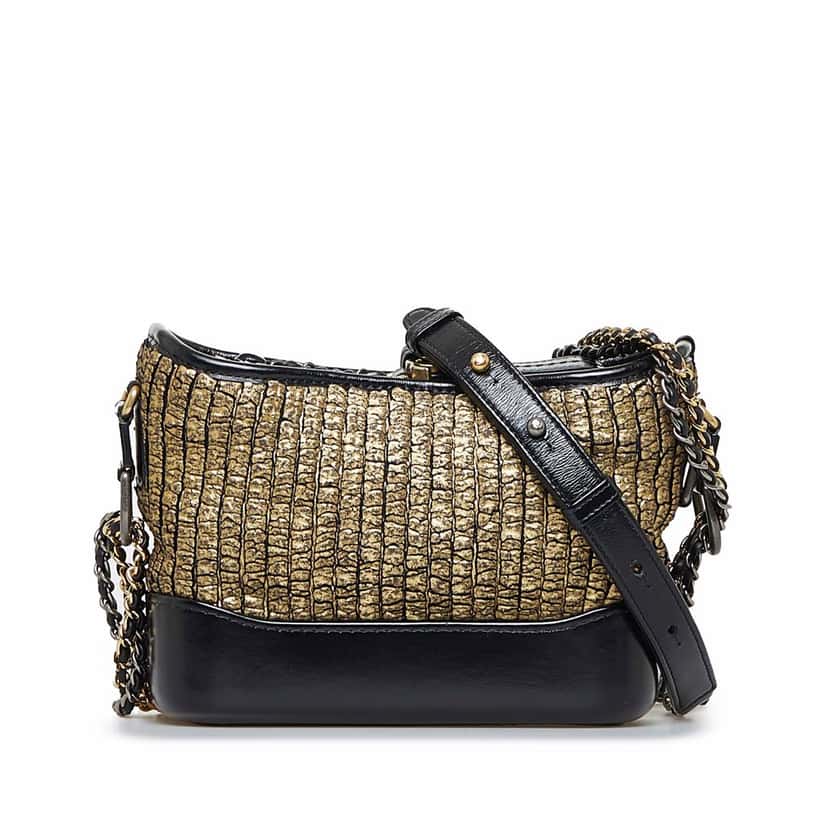 Chanel Small Painted Knit Gabrielle Crossbody Bag Black Tweed Good condition - Front View