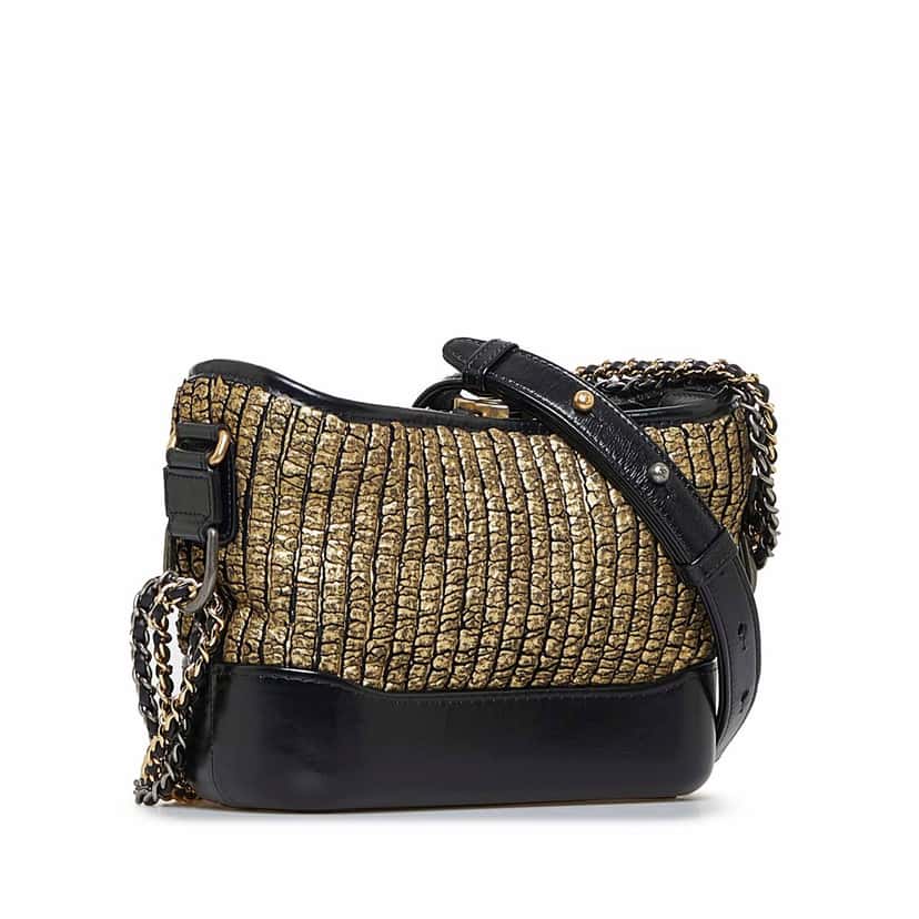 Chanel Small Painted Knit Gabrielle Crossbody Bag Black Tweed Good condition - Back View
