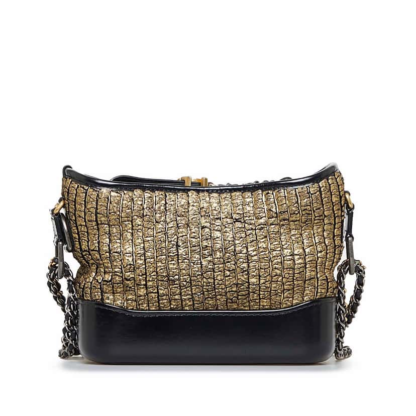 Chanel Small Painted Knit Gabrielle Crossbody Bag Black Tweed Good condition - Inside View