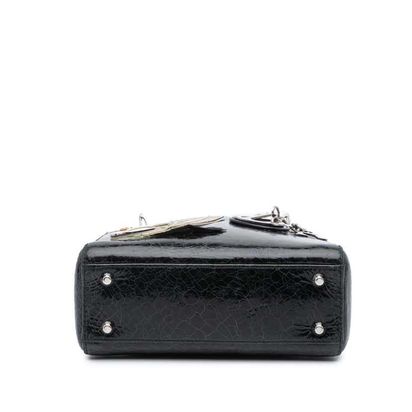 Dior Mini Ceramic Effect Deerskin Jeweled Swan Lady Dior Black Leather Good condition - Inside View