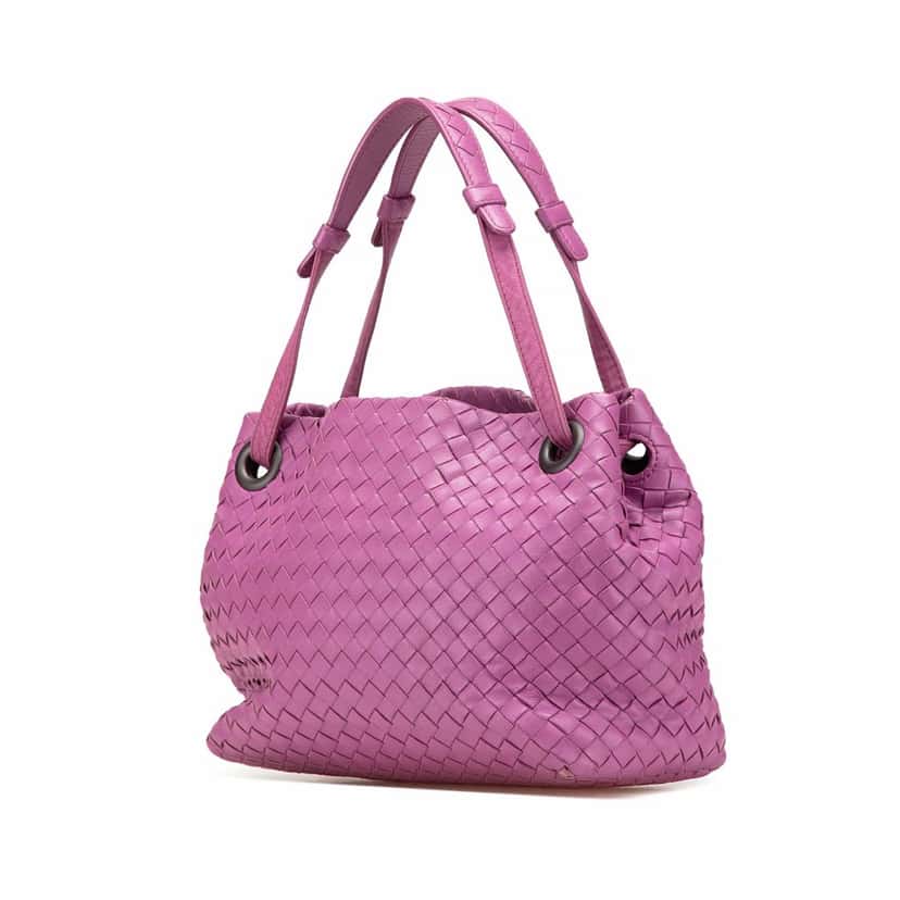 Bottega Veneta Small Nappa Intrecciato Bella Tote Pink Leather Good condition - Back View