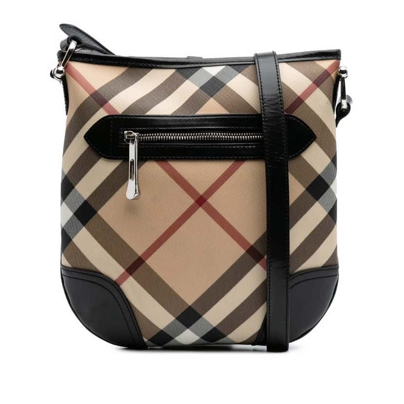 Burberry Supernova Check Coated Canvas Dryden Crossbody Brown Canvas Good condition - Front View