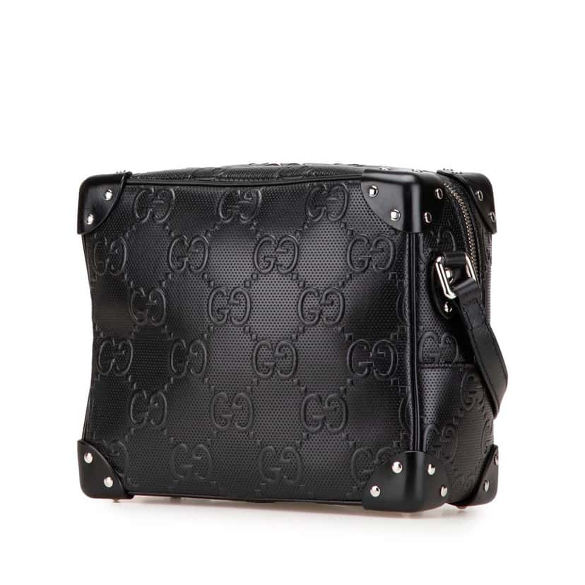 Gucci GG Embossed Leather Crossbody Black Leather Good condition - Back View