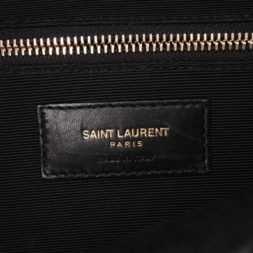 Saint Laurent Large Grain de Poudre Monogram Chevron Envelope Bag Black Leather Good condition - Box View