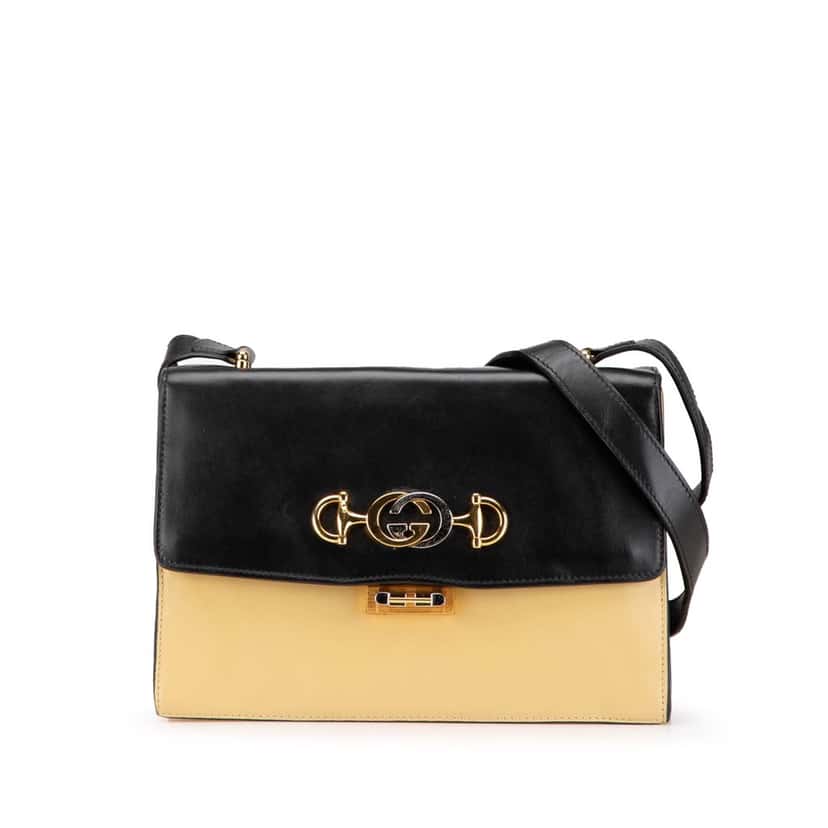 Gucci Small Bicolor Leather Zumi Flap Crossbody Brown Leather Good condition - Front View