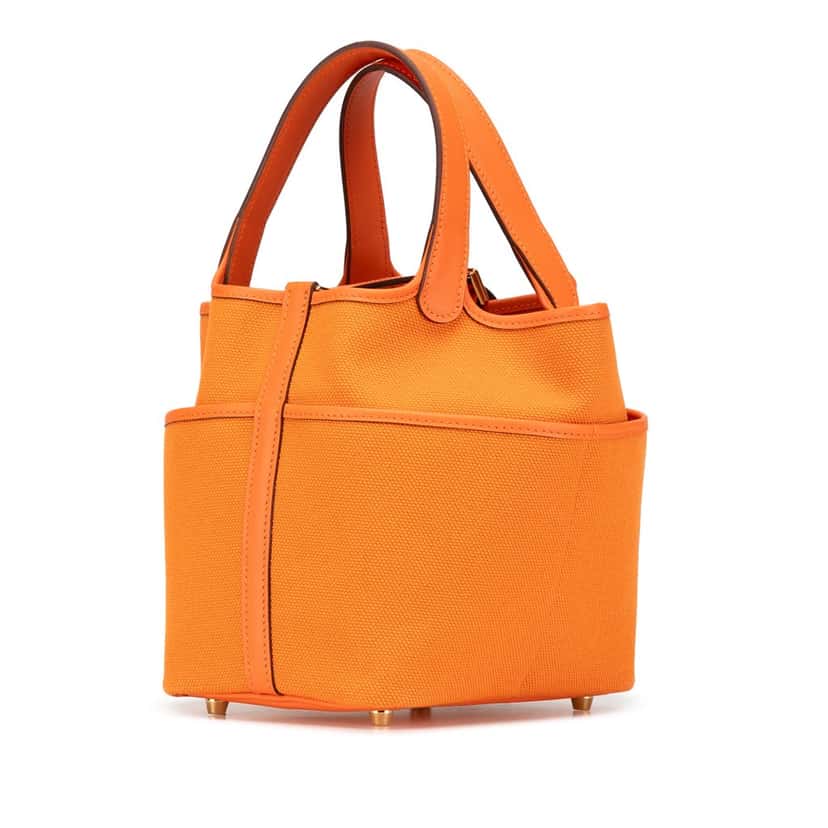 Hermès Toile Goeland and Swift Cargo Picotin Lock 18 Orange Canvas Good condition - Back View
