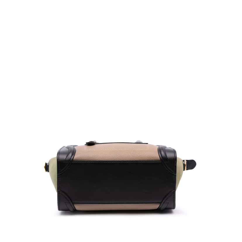 Celine Nano Tricolor Grained Calfskin and Nubuck Luggage Tote Brown Leather Good condition - Inside View