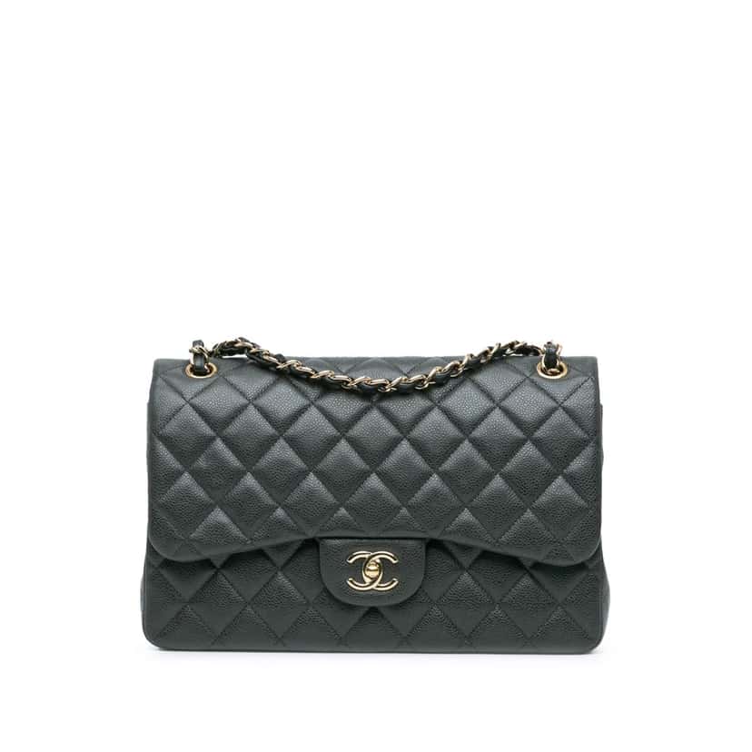 Chanel Jumbo Classic Caviar Double Flap Grey Leather Good condition - Front View