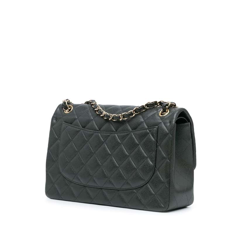Chanel Jumbo Classic Caviar Double Flap Grey Leather Good condition - Back View