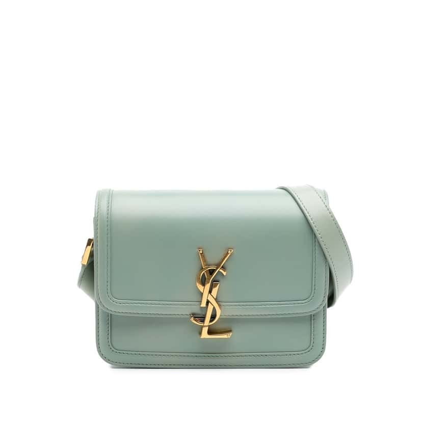 Saint Laurent Small Calfskin Solferino Satchel In Box Blue Leather Good condition - Front View