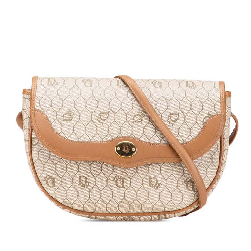 Dior Honeycomb Coated Canvas Crossbody Brown Canvas Good condition - Front View