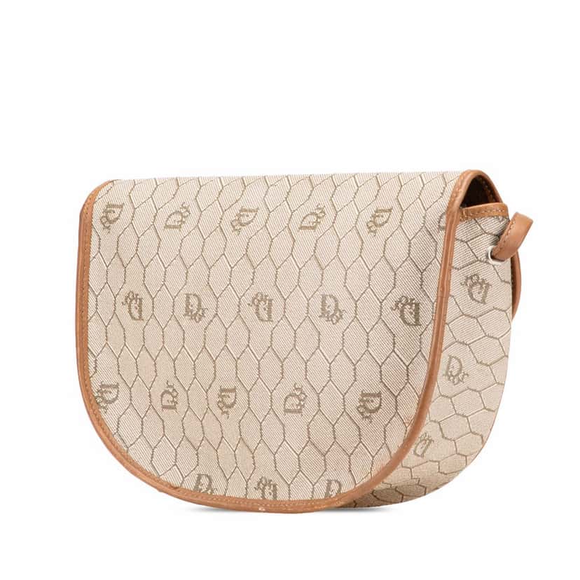 Dior Honeycomb Coated Canvas Crossbody Brown Canvas Good condition - Back View