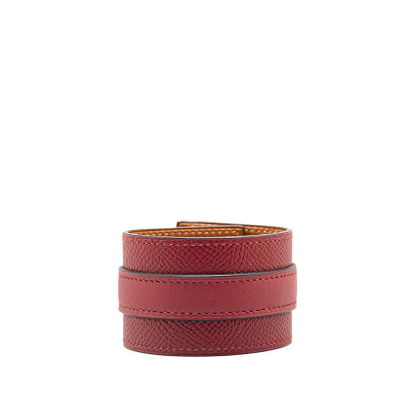 Hermès Epsom Manchette Drag Bracelet Red Leather Good condition - Inside View