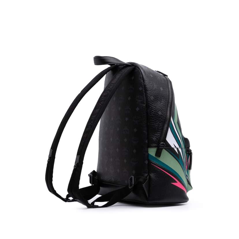 Mcm Medium Visetos Leather Stark MCmotor Backpack Black Canvas Good condition - Back View