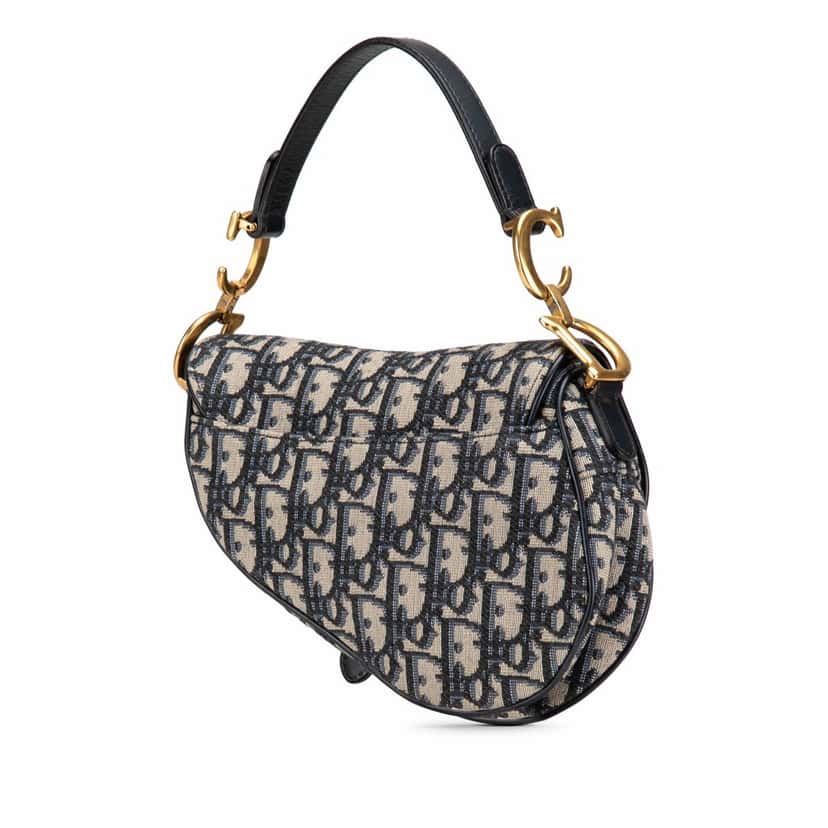 Dior Mini Oblique Canvas Saddle Bag Blue Canvas Good condition - Back View