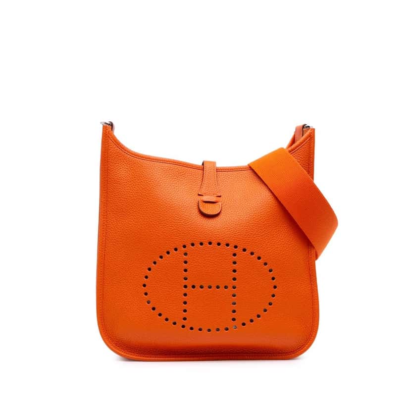 Hermès Clemence Evelyne III PM Orange Leather Good condition - Front View