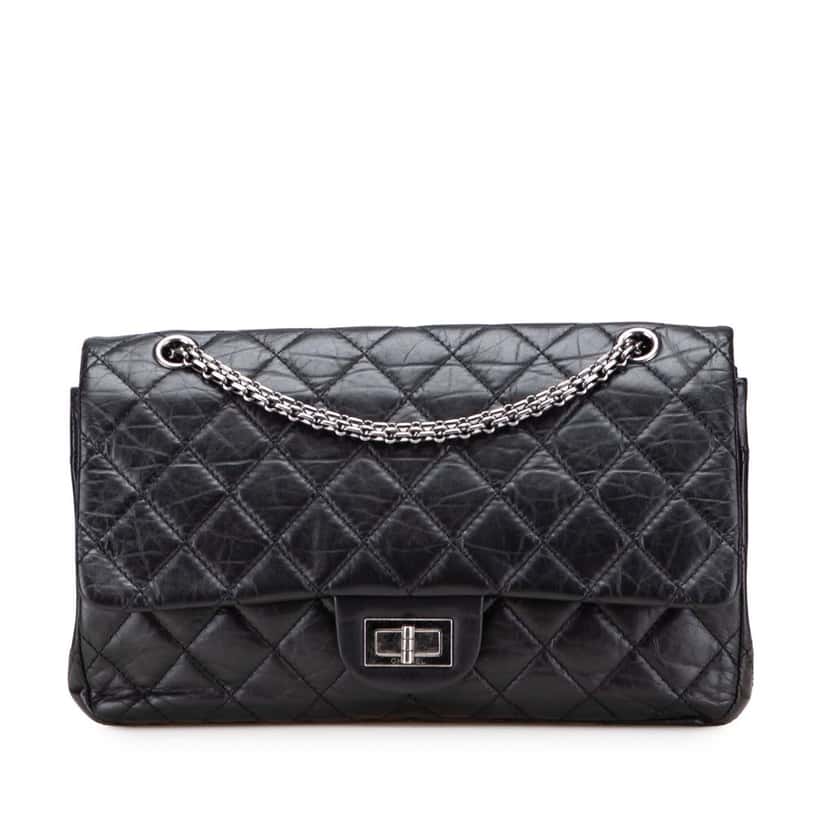 Chanel Reissue 2.55 Aged Calfskin Double Flap 227 Black Leather Good condition - Front View