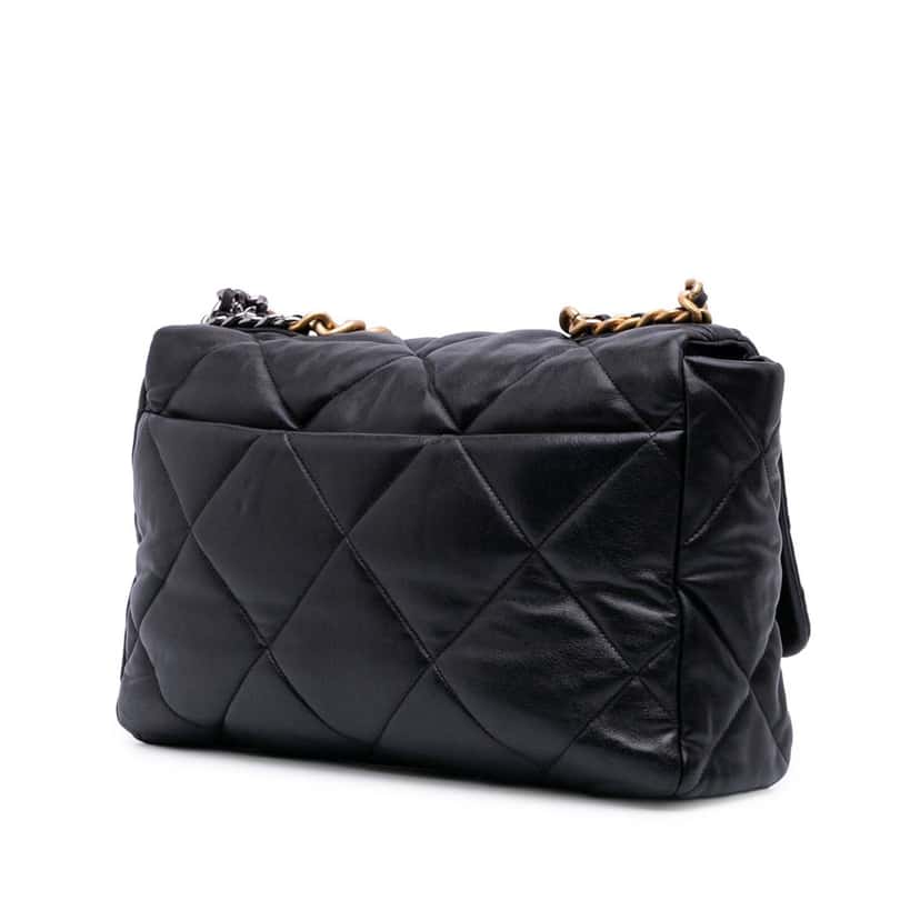 Chanel Maxi Lambskin 19 Flap Black Leather Good condition - Back View