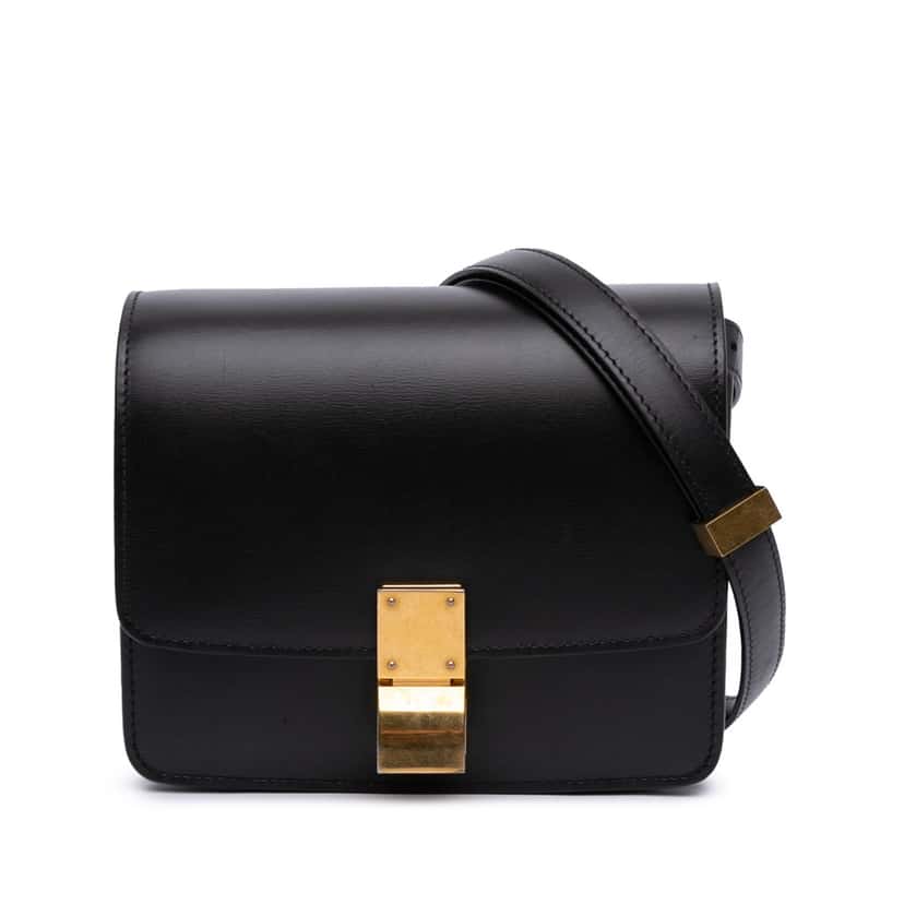 Celine Small Calfskin Classic Box Black Leather Good condition - Front View