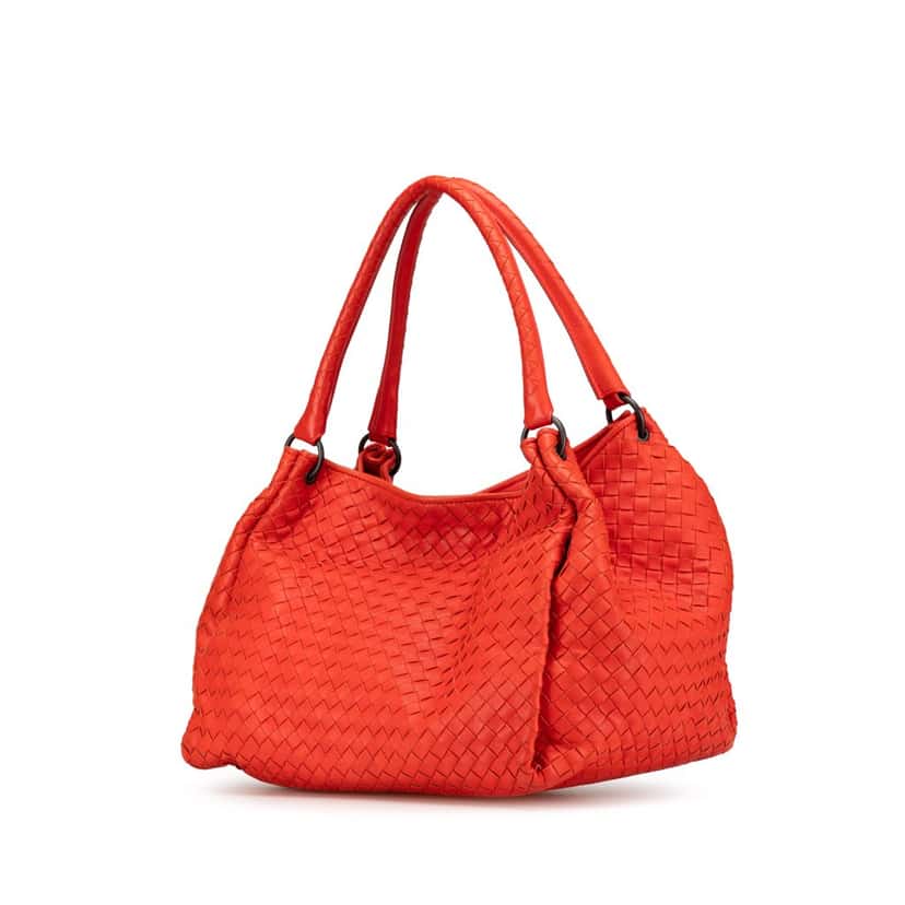 Bottega Veneta Nappa Intrecciato Parachute Tote Red Leather Good condition - Back View