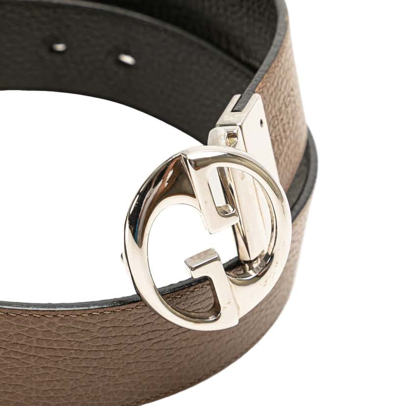 Gucci Leather 1973 Reversible Belt Brown Leather Good condition - Model View