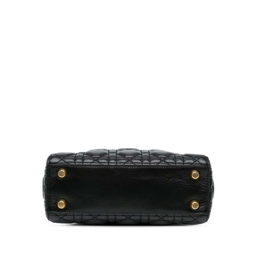 Dior Small Crinkled Patent Cannage My ABCDior Lady Dior Black Leather Good condition - Inside View