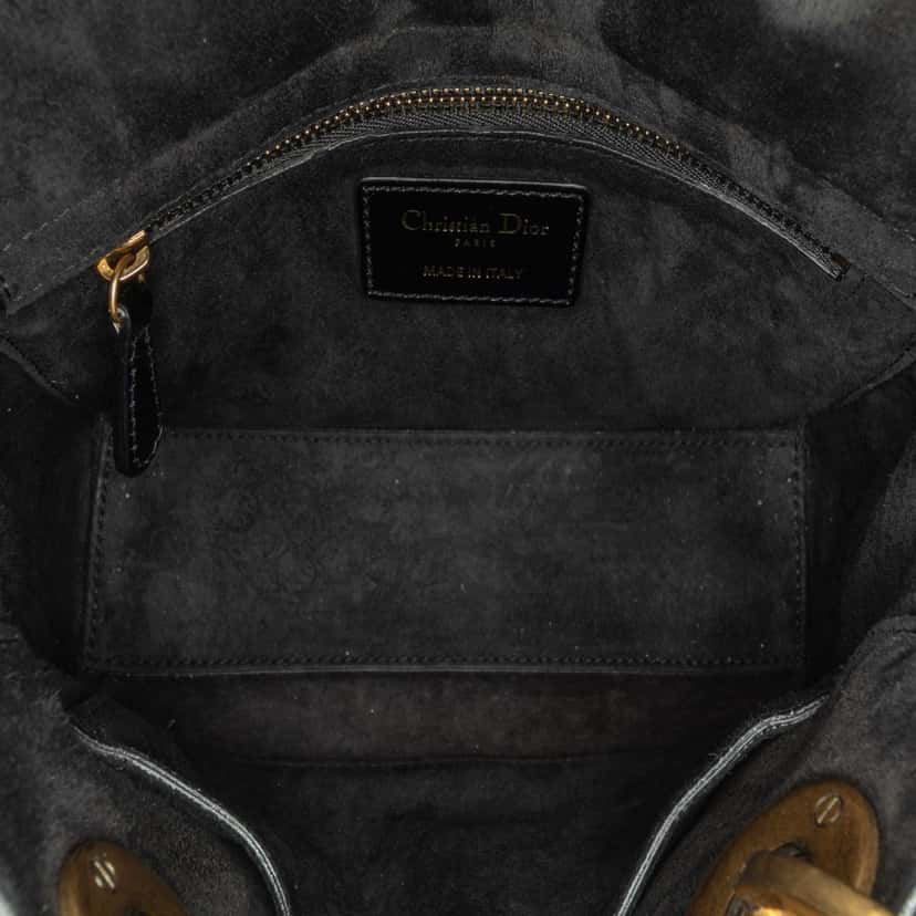 Dior Small Crinkled Patent Cannage My ABCDior Lady Dior Black Leather Good condition - Model View