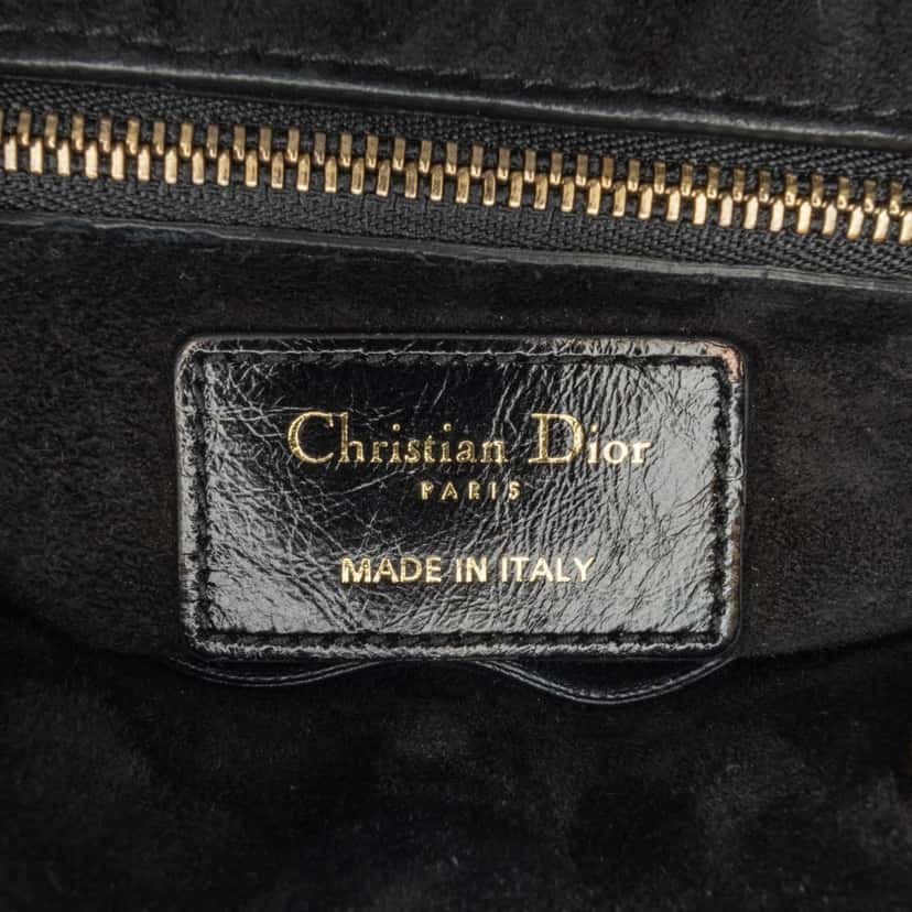 Dior Small Crinkled Patent Cannage My ABCDior Lady Dior Black Leather Good condition - Box View
