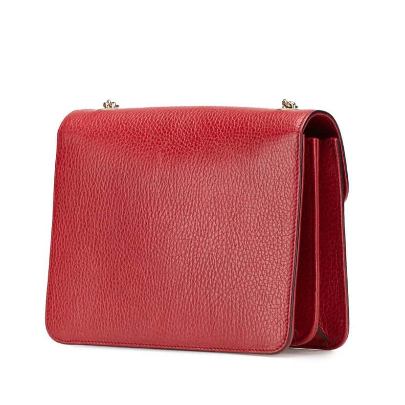 Gucci Small Dollar Calfskin Interlocking G Crossbody Red Leather Very good condition - Back View