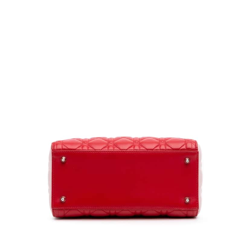 Dior Medium Tricolor Lambskin Cannage Lady Dior Red Leather Good condition - Inside View