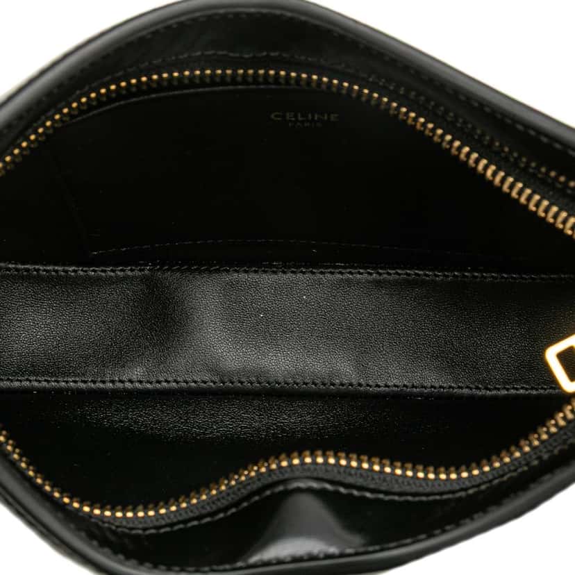 Celine Medium Shiny Calfskin Tilly Shoulder Bag Black Leather Good condition - Model View