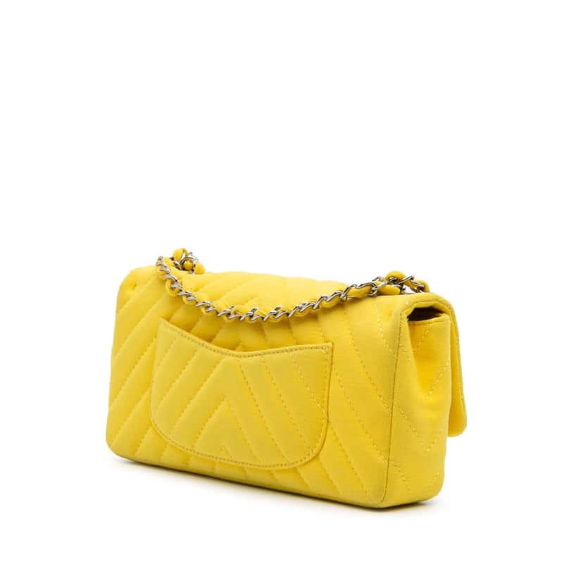 Chanel Chevron Jersey East West Flap Yellow Cotton Very good condition - Back View
